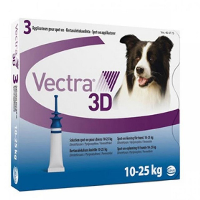 VECTRA 3D SPOT ON Talie medie (10-25 Kg)- 3 PIPETE